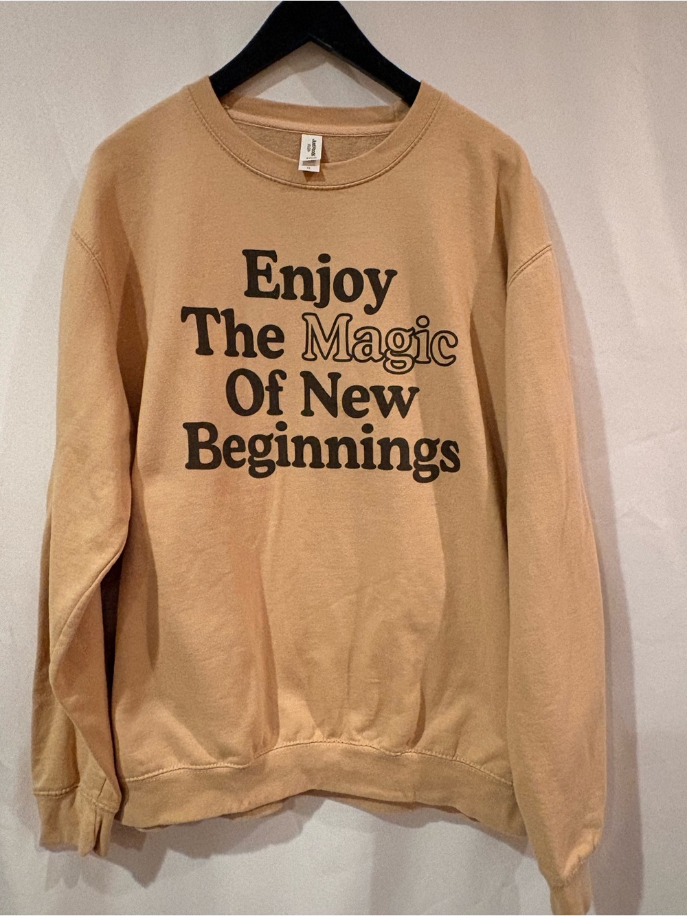 Enjoy The Magic Of New Beginnings Graphic Crewneck Sweatshirt - Beige